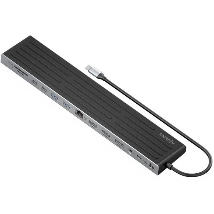 Aisens USB-C Dock 13 en 1 Gris ASUC-13P042-GR, 2xHDMI, 1xDisplayPort, RJ45, USB-A, USB-C, SD/Micro SD, Audio, Kensington